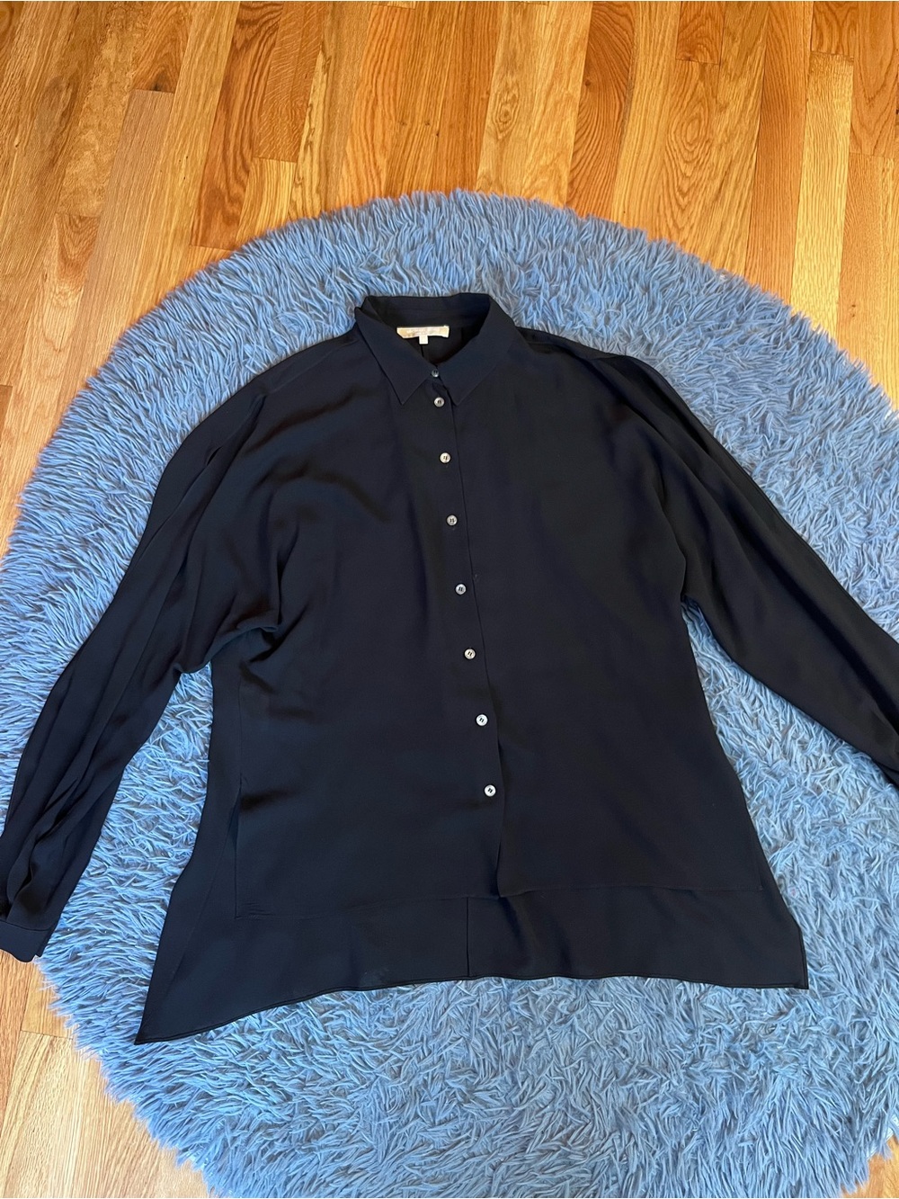 Michael Kors Made in Italy Black Silk Split Sleeve Button Down Shirt Size 8
